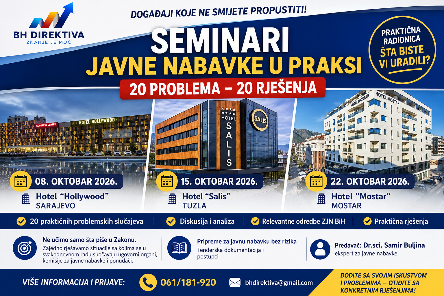 Javne nabavke u praksi – serija jednodnevnih seminara u Sarajevu, Tuzli i Mostaru